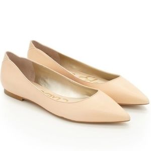 Sam Edelman Rae Pointed Toe Leather Flats Nude 6.5